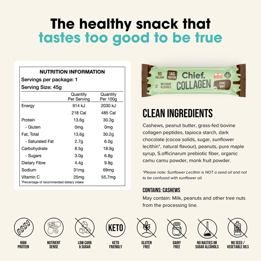 Chief Collagen Protein Choc Mint Bar