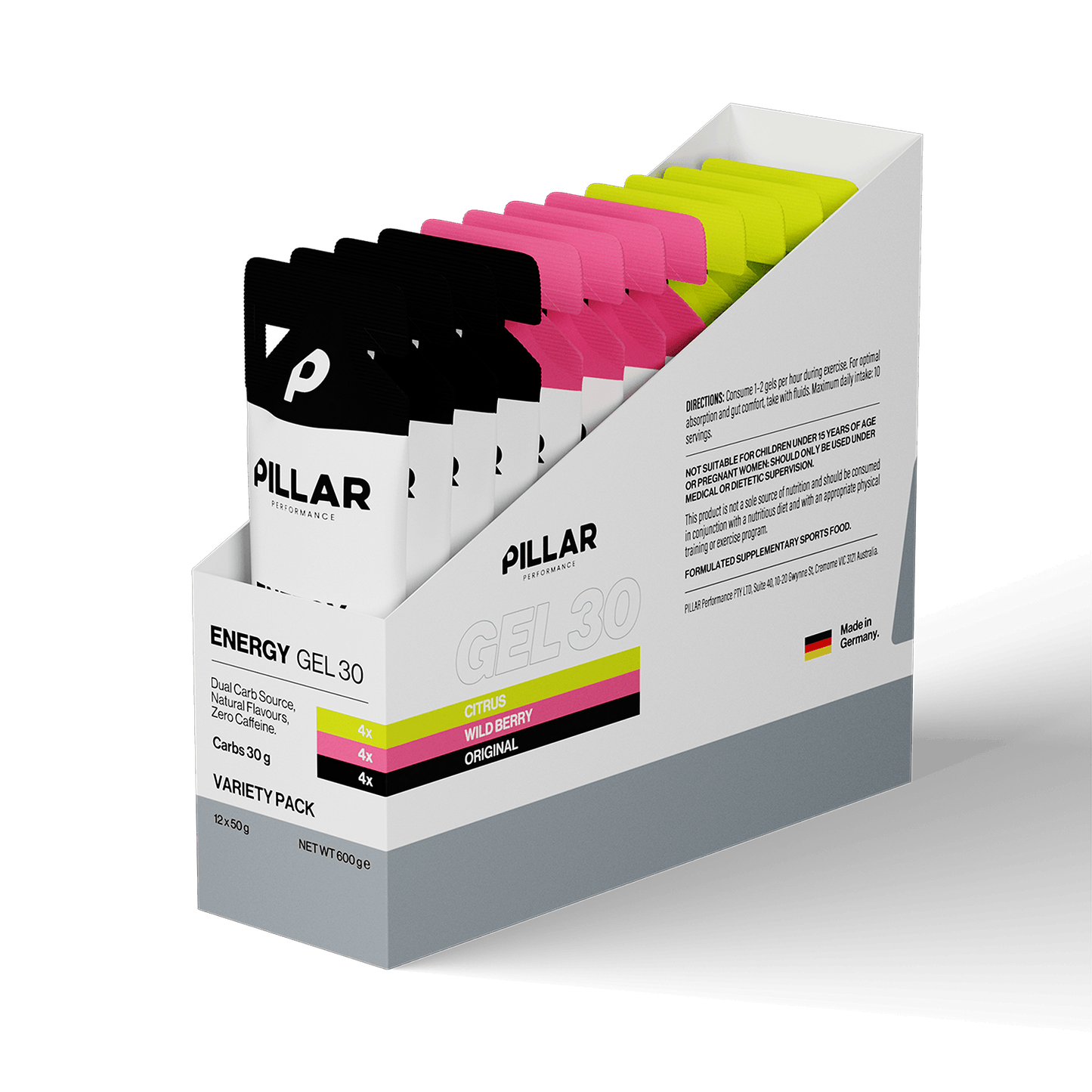 PILLAR Energy Gel Mixed box  of 12