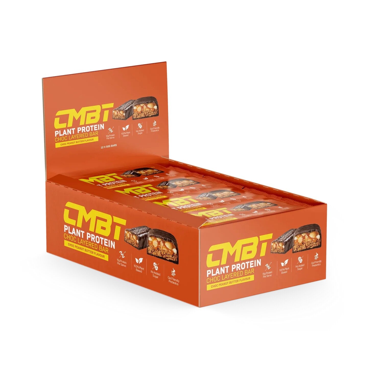 CMBT Plant Protein Choc Layered Bar Choc Peanut Butter  Box 