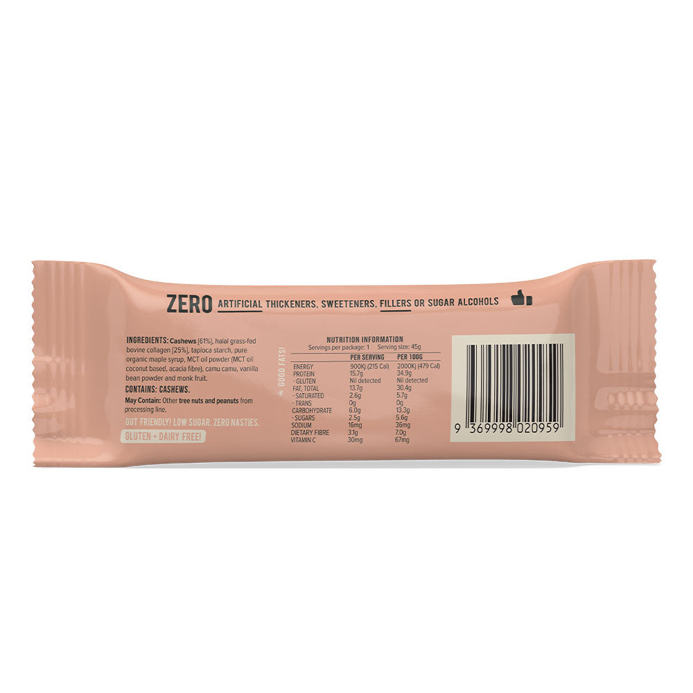 Chief Collagen Protein Bar Cashew Shortbread Nutrition 