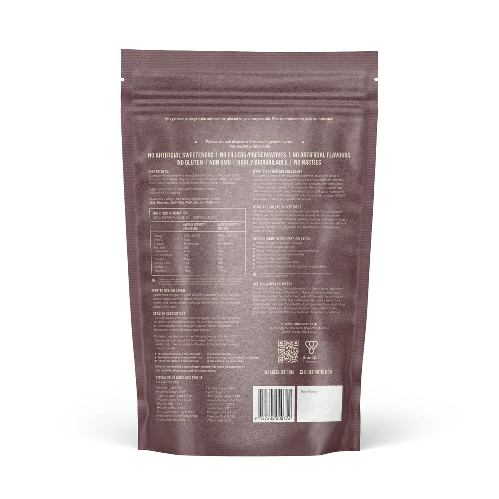 Chief Collagen Powder Protein Dark Chocolate BacK