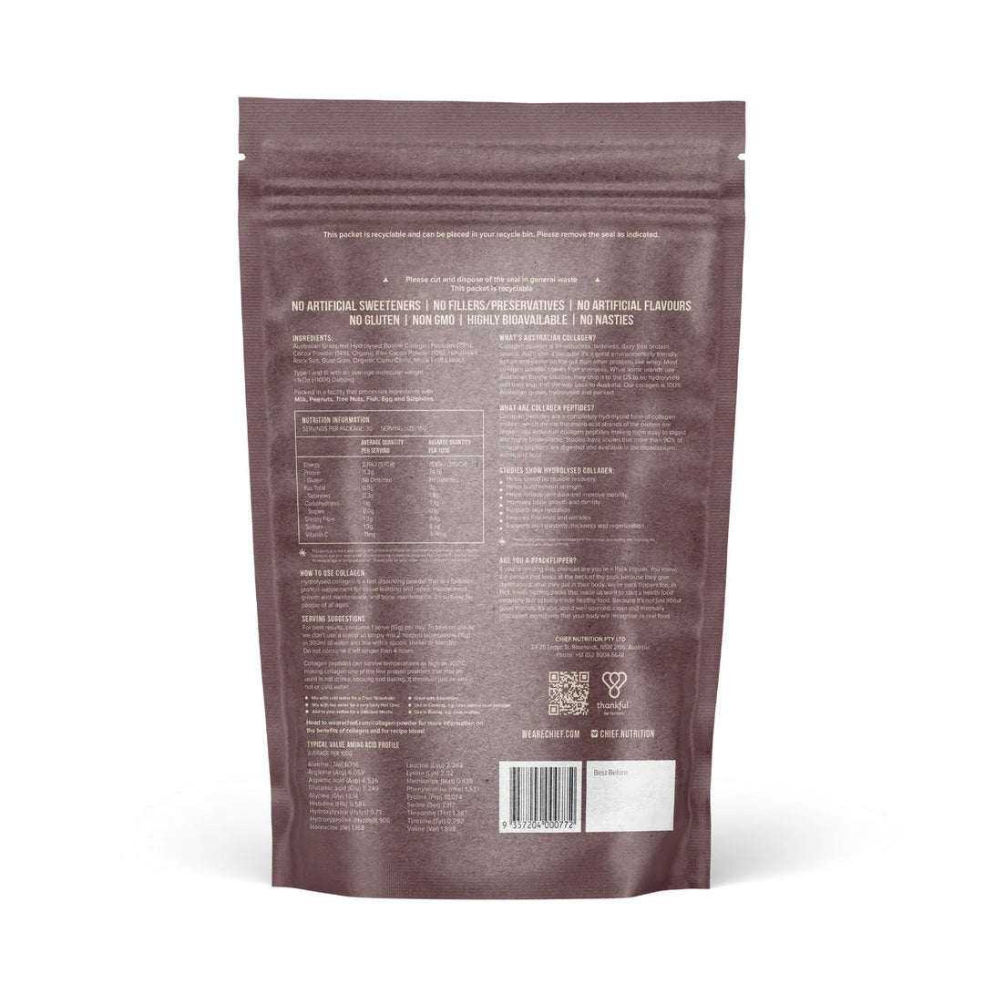 Chief Collagen Powder Protein Dark Chocolate BacK