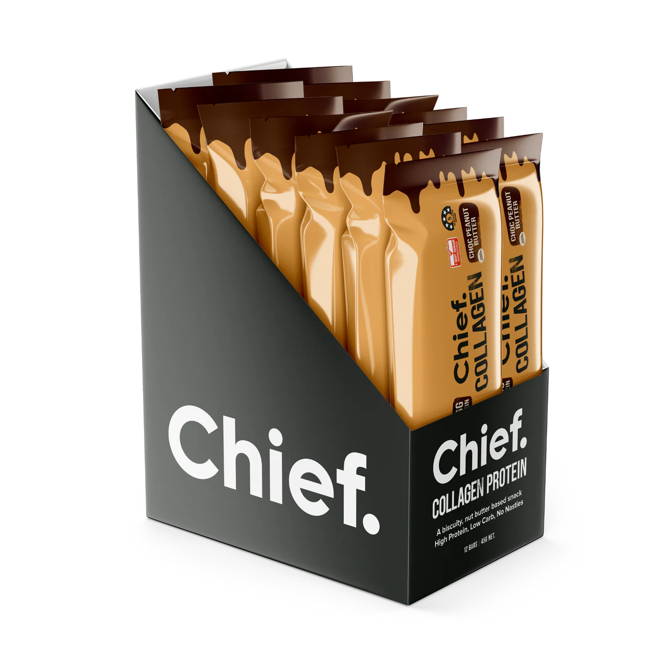 Chief Collagen Protein Choc Peanut Butter Bar Box