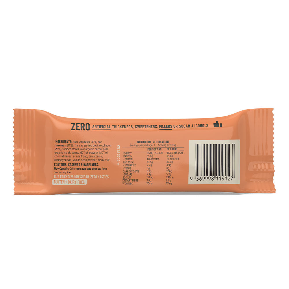 Chief Collagen Protein Bar Hazelnut Brownie Nutrition 