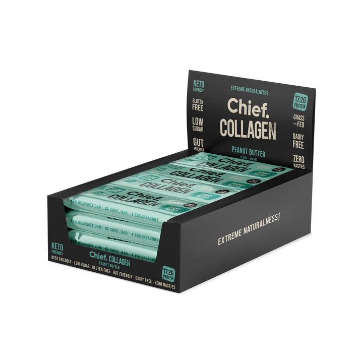 Chief Collagen Protein Peanut Butter Bar Box 