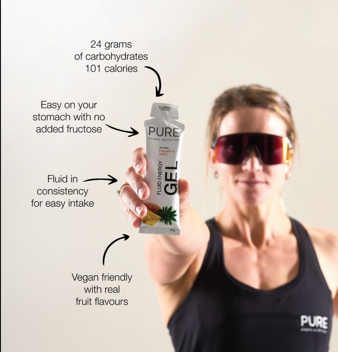 PURE Fluid Energy Gels 50g Mixed Box of 18