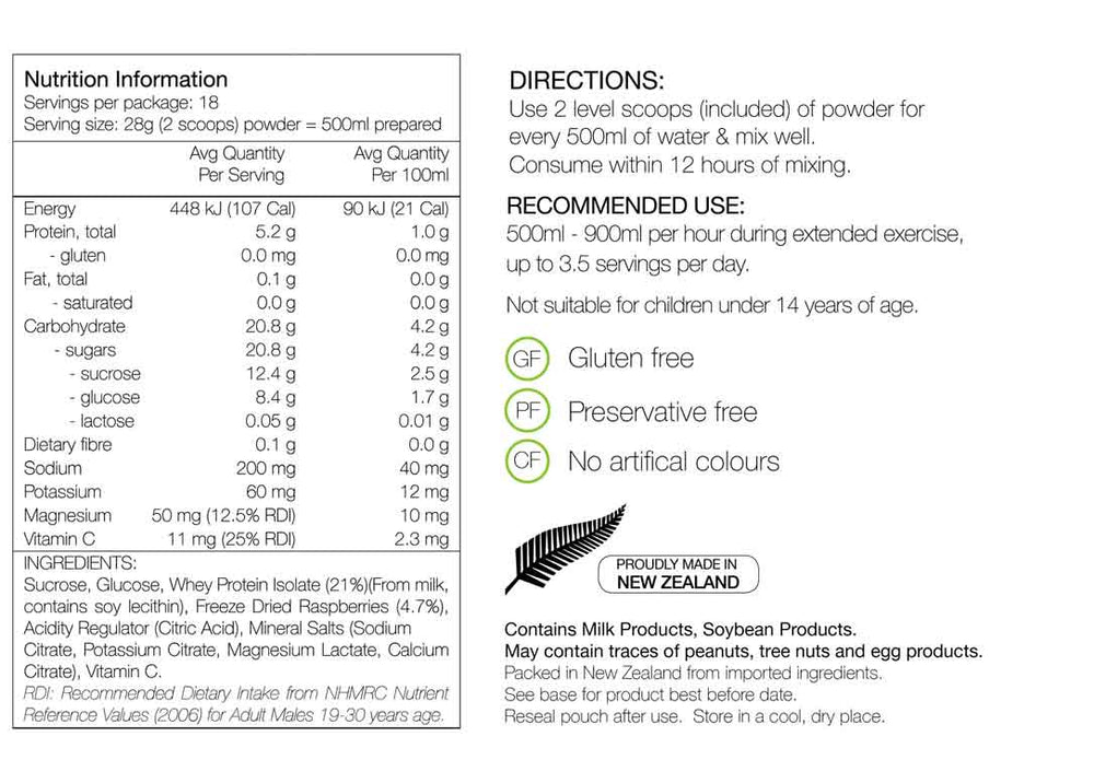 Pure Endurance Formula Orange Nutritional Information 