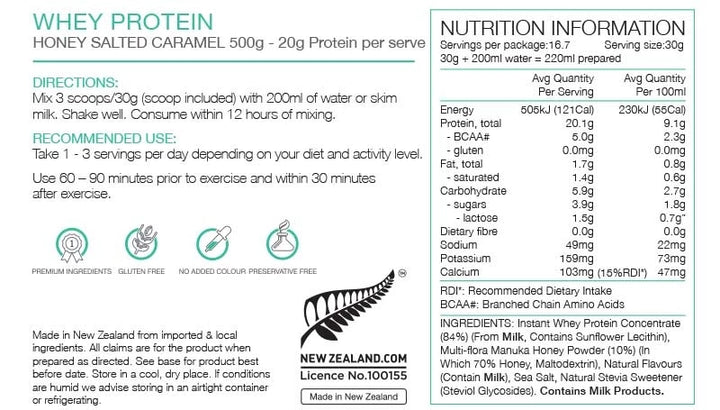 PURE Whey Protein - Salted Caramel 17 serves Nutrition 